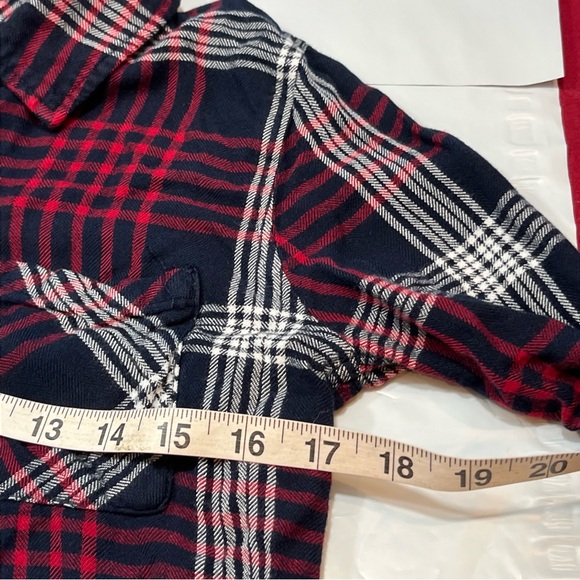 Rails RED BLUE White PLAID button up SHIRT Womens Long Sleeved collared RAYON S - Picture 8 of 15